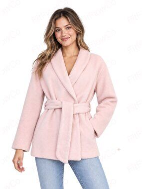 GAP Dusty Pink Wool Blend Belted Wrap Coat XS